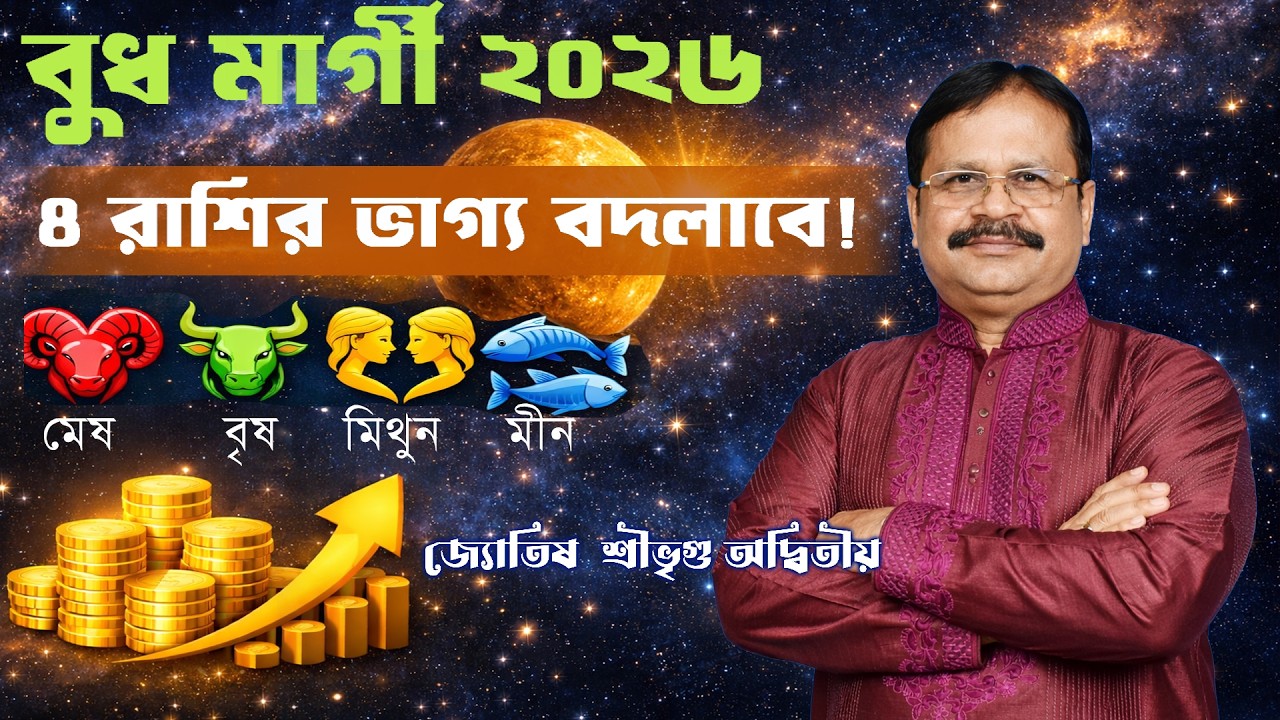 বুধ মার্গী ২০২৬ এই ৪ রাশির ভাগ্য চমকাবে শিক্ষা, ক্যারিয়ার ও প্রেমে ব্যাপক উন্নতি  Sri Vrigu Adwitiya