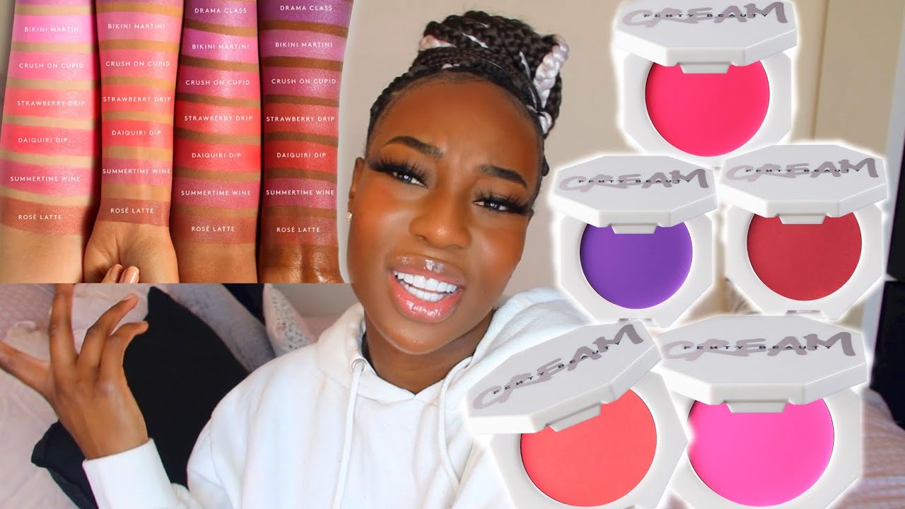Trying the NEW FENTY beauty CHEEKSOUT collection on DARK SKIN