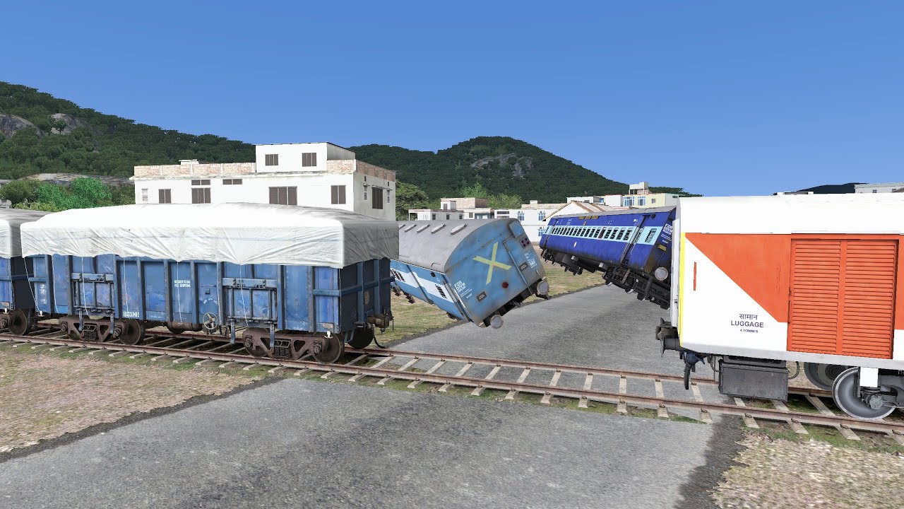 COUPLING AT ACCIDENT SITE - WDP4D WITH BLUE COVED FRIEGHT COUPLING RED LHB SLR