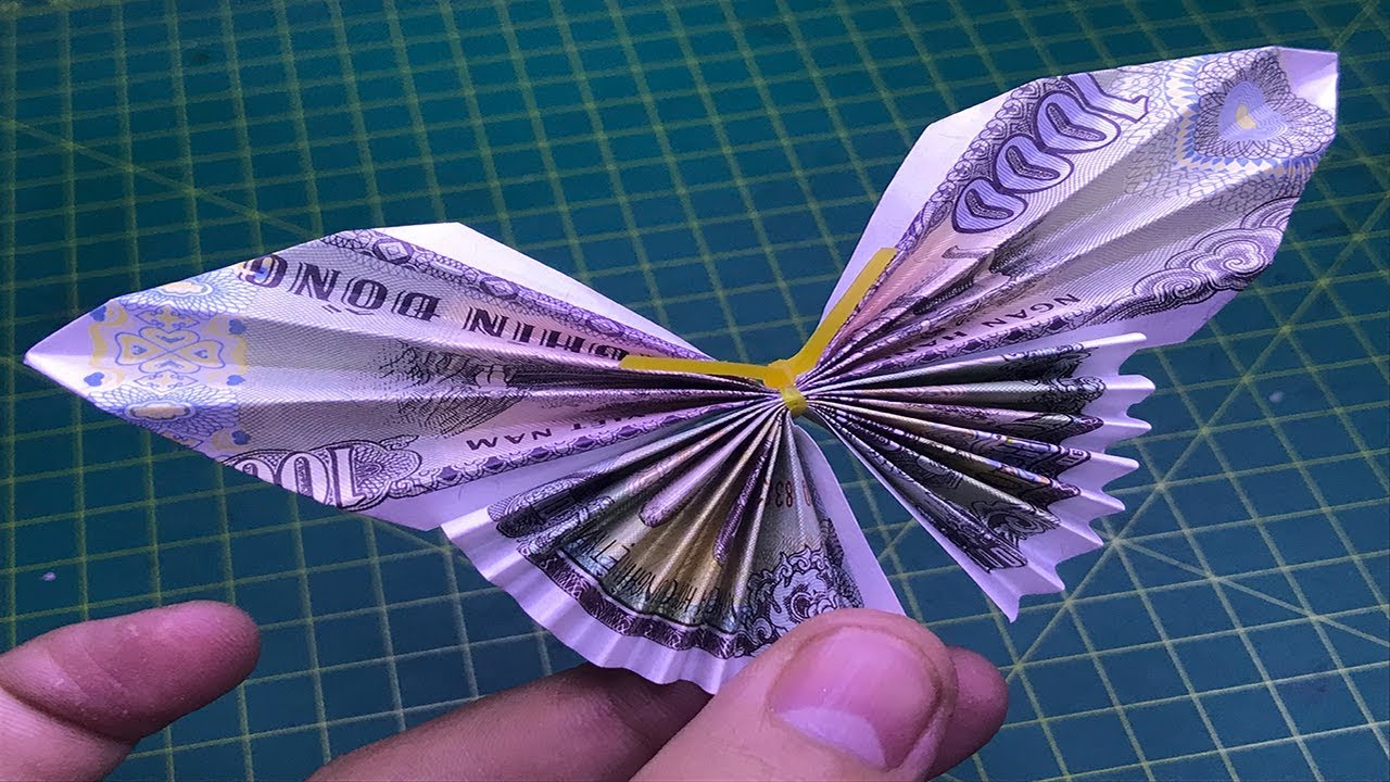 xếp tiền giấy con bướm dễ origami money butterfly easy