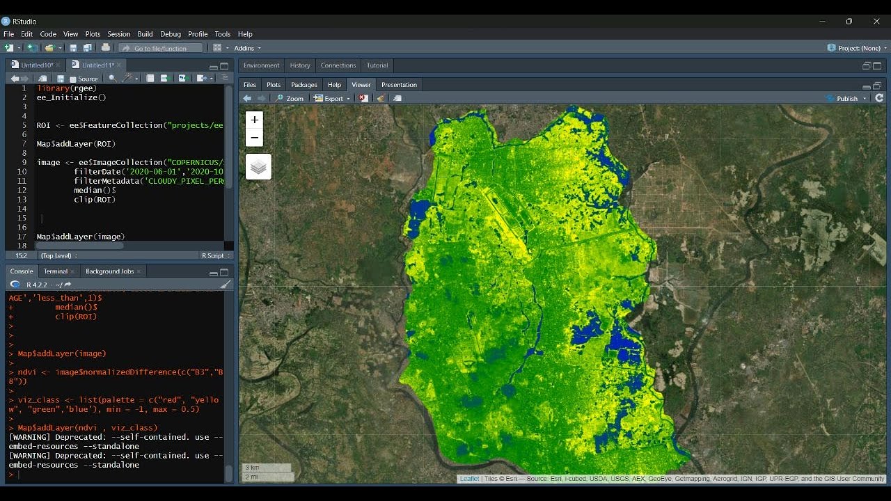How to calculate NDWI in R | Calculate NDWI with R by Sentinel-2 satellite imagery using rgee