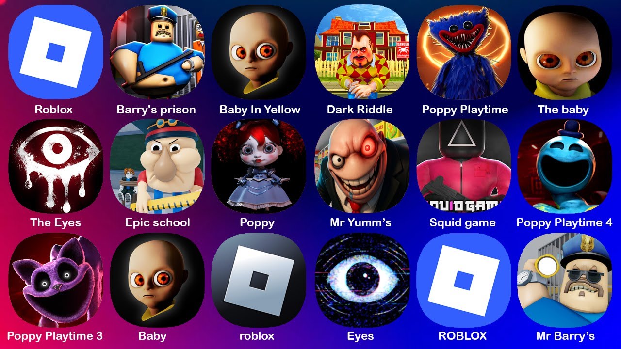 Roblox, BARRY'S PRISON RUN! (LEGO® MODE), The Baby In Yellow, Dark Riddle: Neighbor's Secret