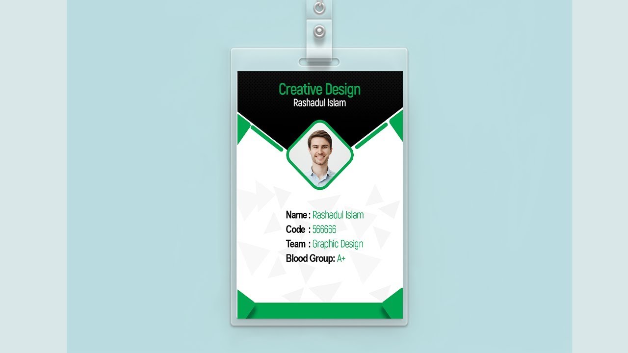 Company ID Card Design (Green Color) - Tutorial Photoshop CC