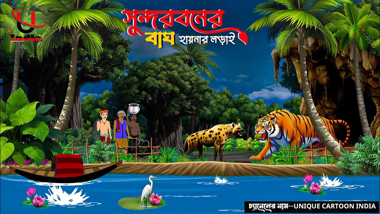 বাঘ হায়নার লড়াই ।। Sundarban New Cartoon।।Bagher Cartoon।। Tiger Cartoon ।। Unique Cartoon India।।