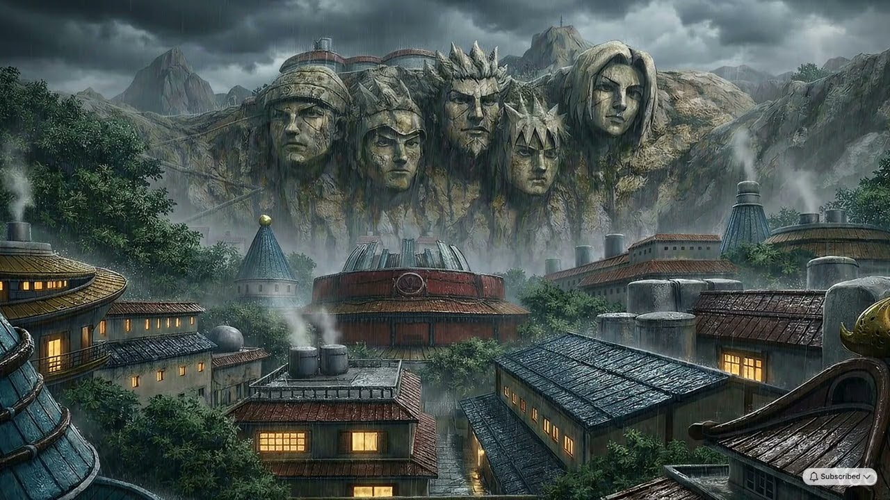 ASMR Konoha Village in the Rain | Cinematic Anime Naruto OL 4K Storm Ambience