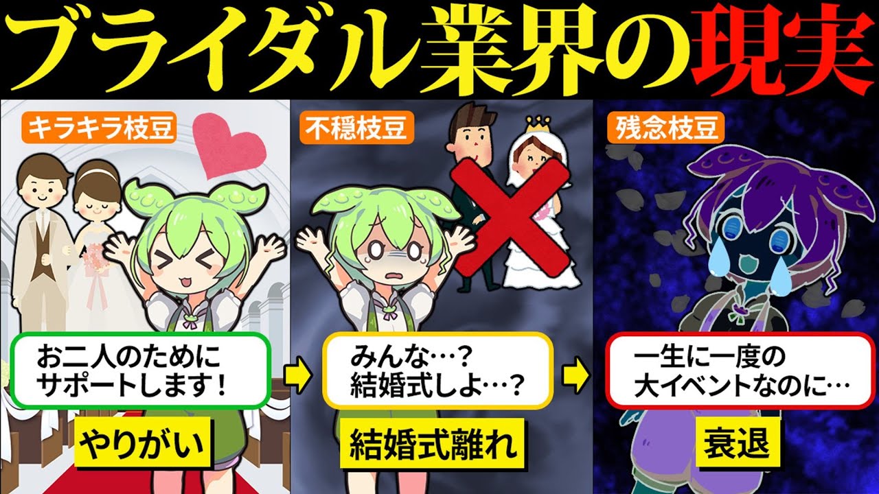 ブライダル業界で幸せな二人を祝おうとしたけどみんな結婚式しないの…？【ずんだもん＆ゆっくり解説】