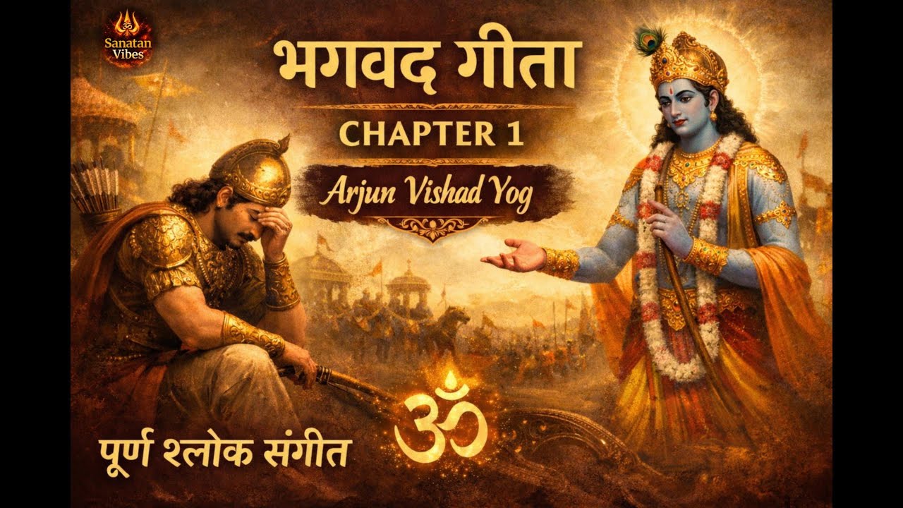 Bhagavad Gita Chapter 1 | Arjun Vishad Yog | Shlok 1–47 Complete Chant 🕉️ | Sanatan Vibes