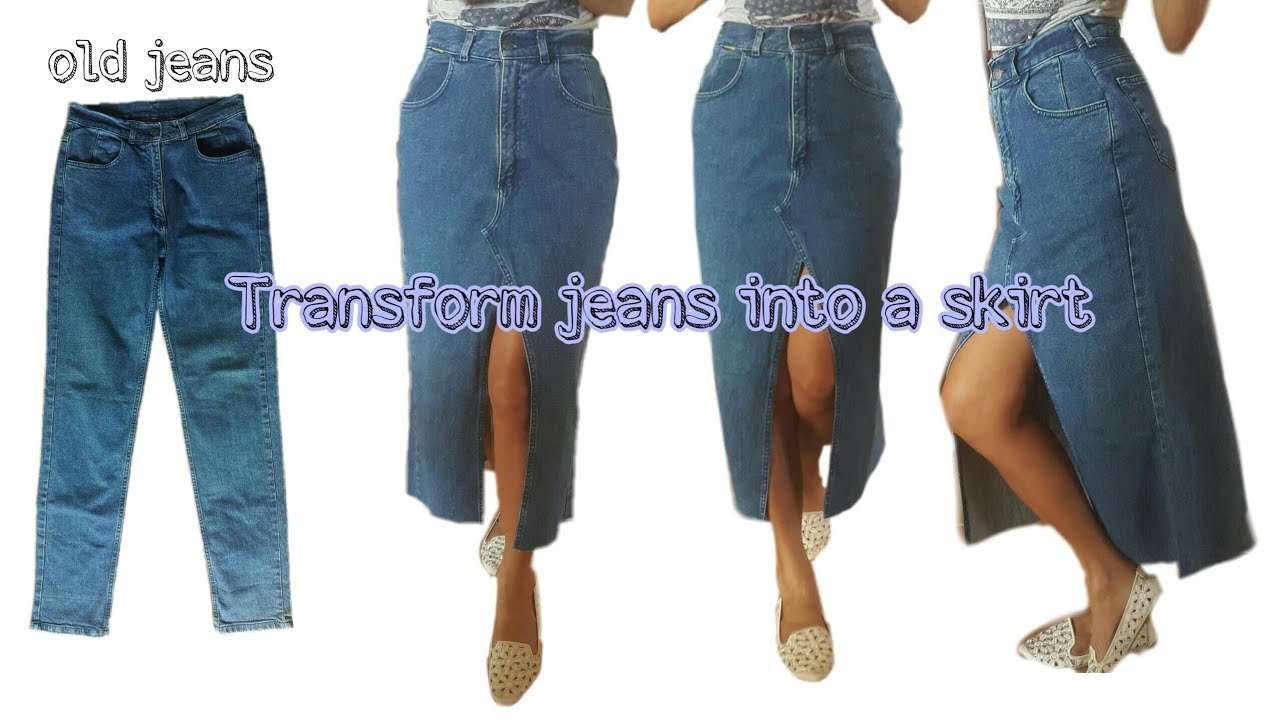 Transform jeans to long skirt | DIY เปลี่ยนกางเกงยีนส์เป็นกระโปรง EP.3