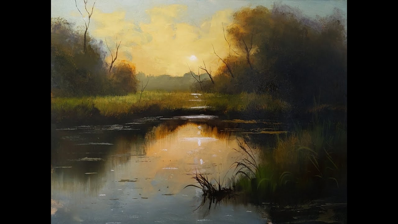Painting tutorial for beginners, painting a landscape. (Time-lapse) Full lesson on my channel