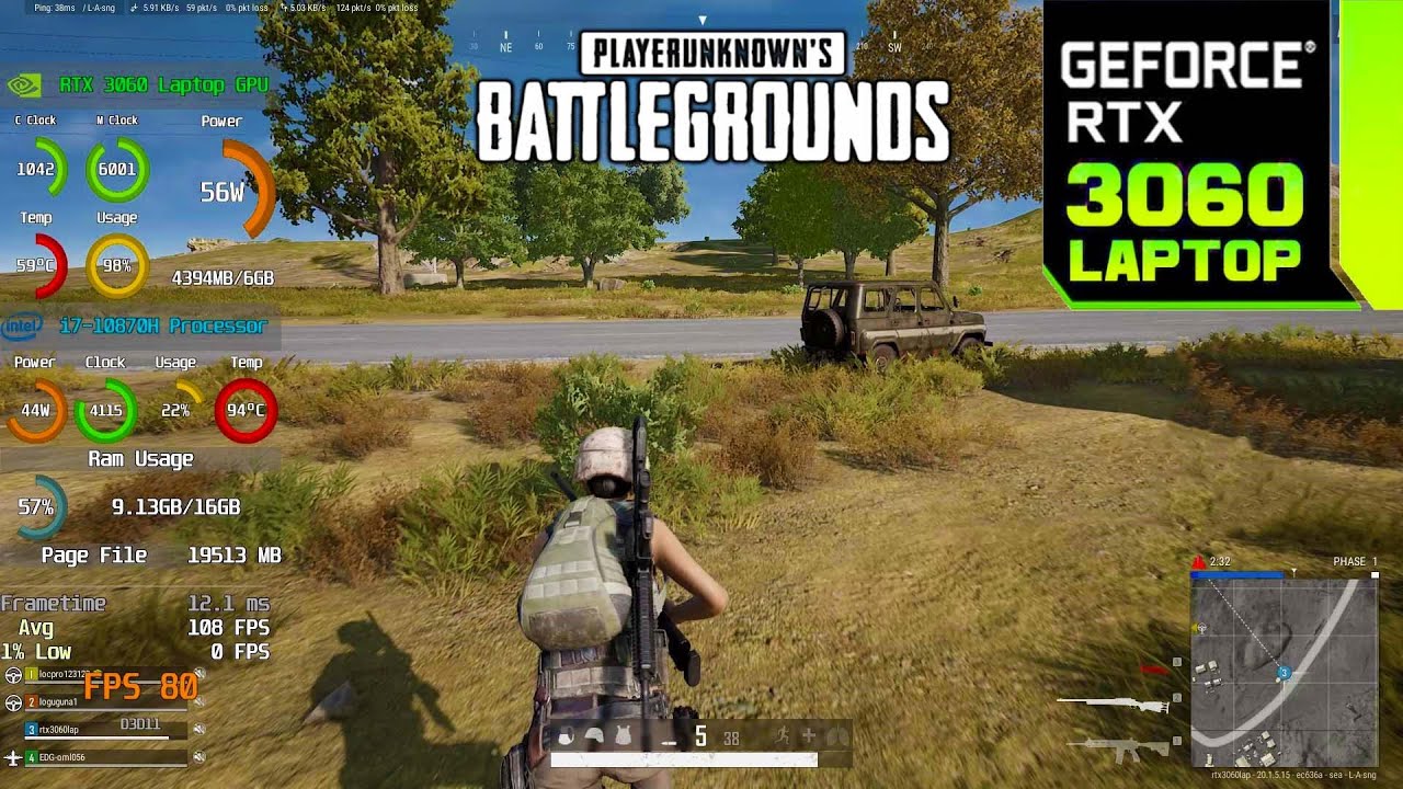 PUBG: BATTLEGROUNDS | RTX 3060 Laptop 130W + i7-10870H | 4K, 1440P, & 1080P | RTX & DLSS Test
