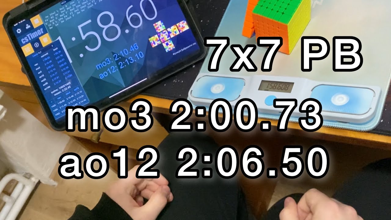 7x7 ao12 2:06.50 PB / mo3 2:00.73 PB / MoYu AoFu v5 Dual Track 🇺🇦