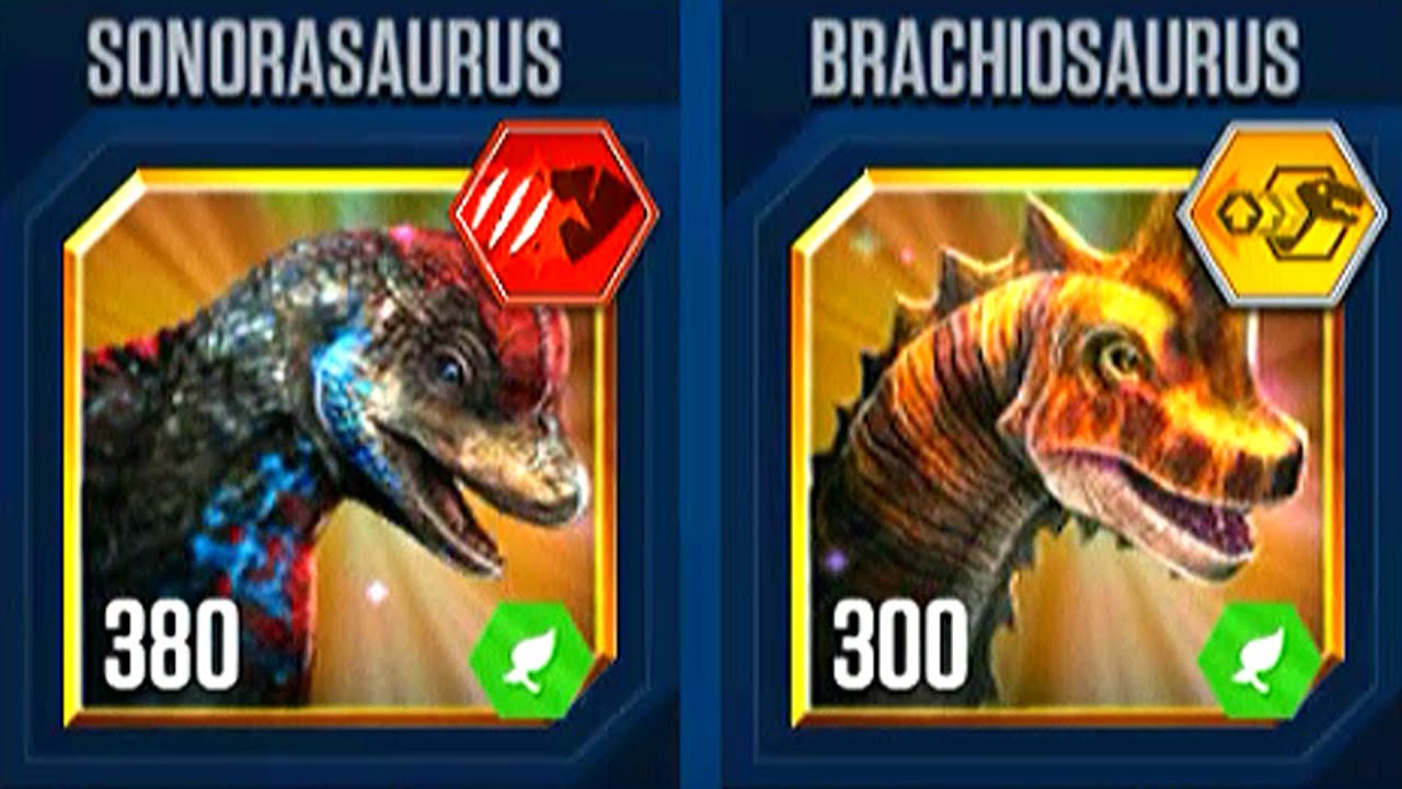 HERBIVORE HAZARD BRACHIOSAURUS VS SONORASAURUS | JURASSIC WORLD THE GAME