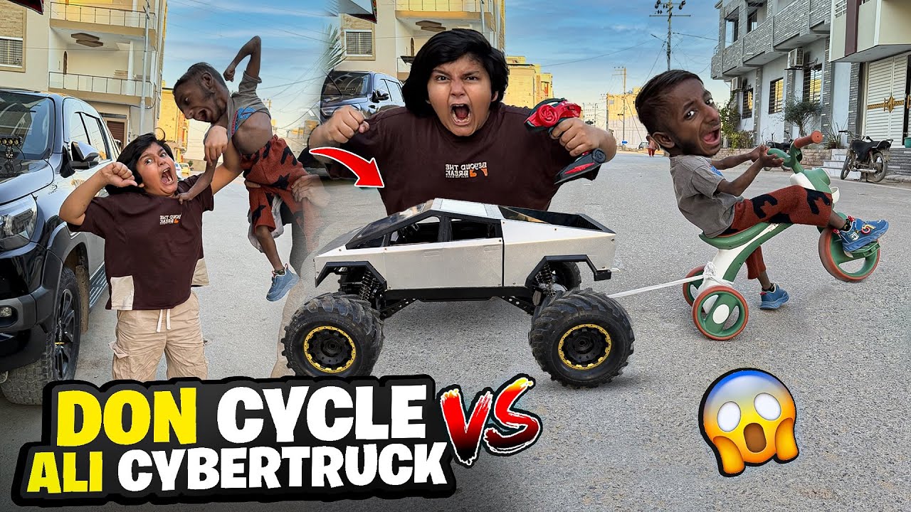ALI CYBER TRUCK 😈 VS DON CYCLE TUG OF WAR 🤡 || 