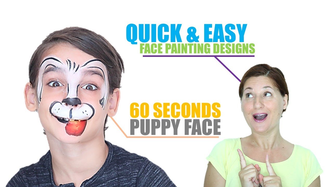 SHORT - Quick and Easy 60 Seconds Puppy Face Painting Demo - Step by Step