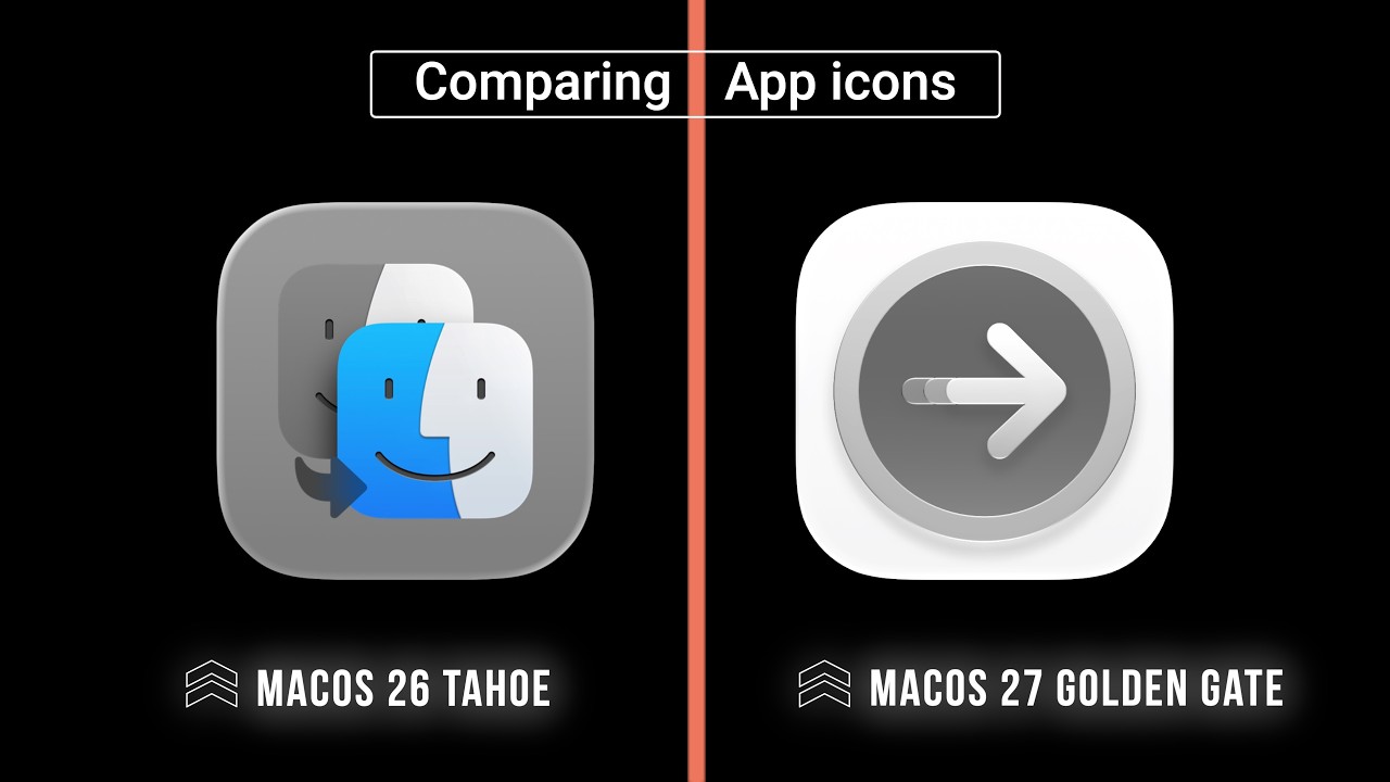 macOS 27 Golden Gate vs macOS 26 Tahoe: Every App Icon Compared