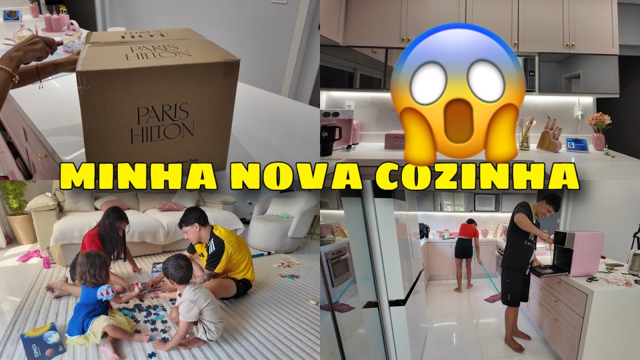UMA MEGA CAIXA PARA MINHA COZINHA ROSA | OLHA COMO FICOU LINDO NA BANCADA | LIMPANDO E ORGANIZANDO 