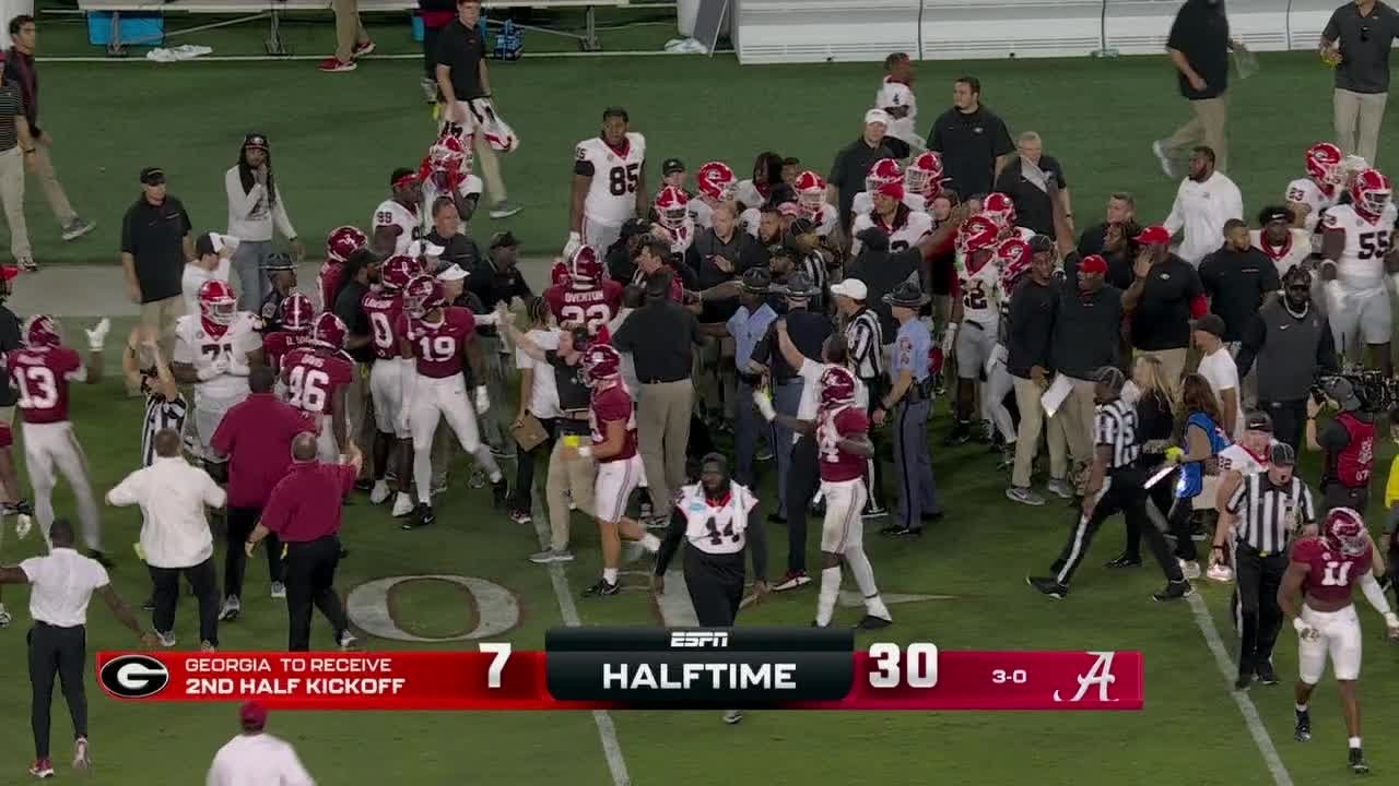 Georgia vs. Alabama gets HEATED, teams separated before halftime 👀 | ESPN College Football
