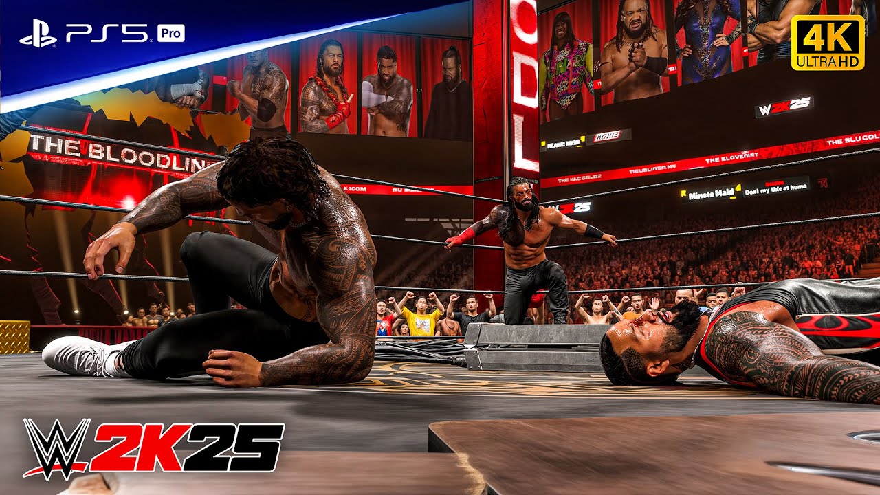 WWE 2K25 - Roman Reigns vs. The Usos - 2-on-1 Handicap Full Match | PS5™ Pro [4K60]