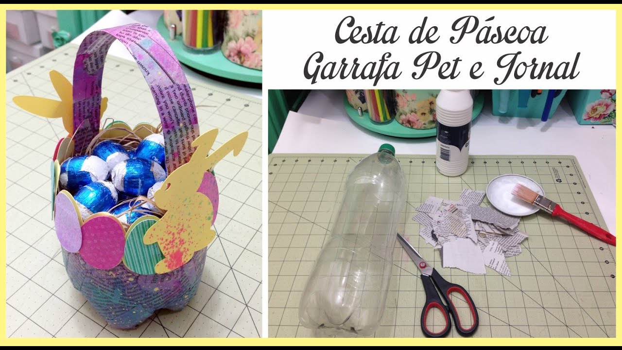 Cesta de Páscoa com Garrafa Pet