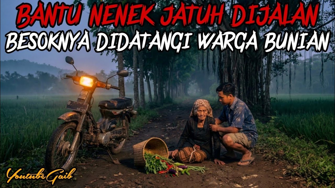 BANTU NENEK GAIB JATUH DIJALAN BESOKNYA DIDATANGI WARGA KAMPUNG BUNIAN