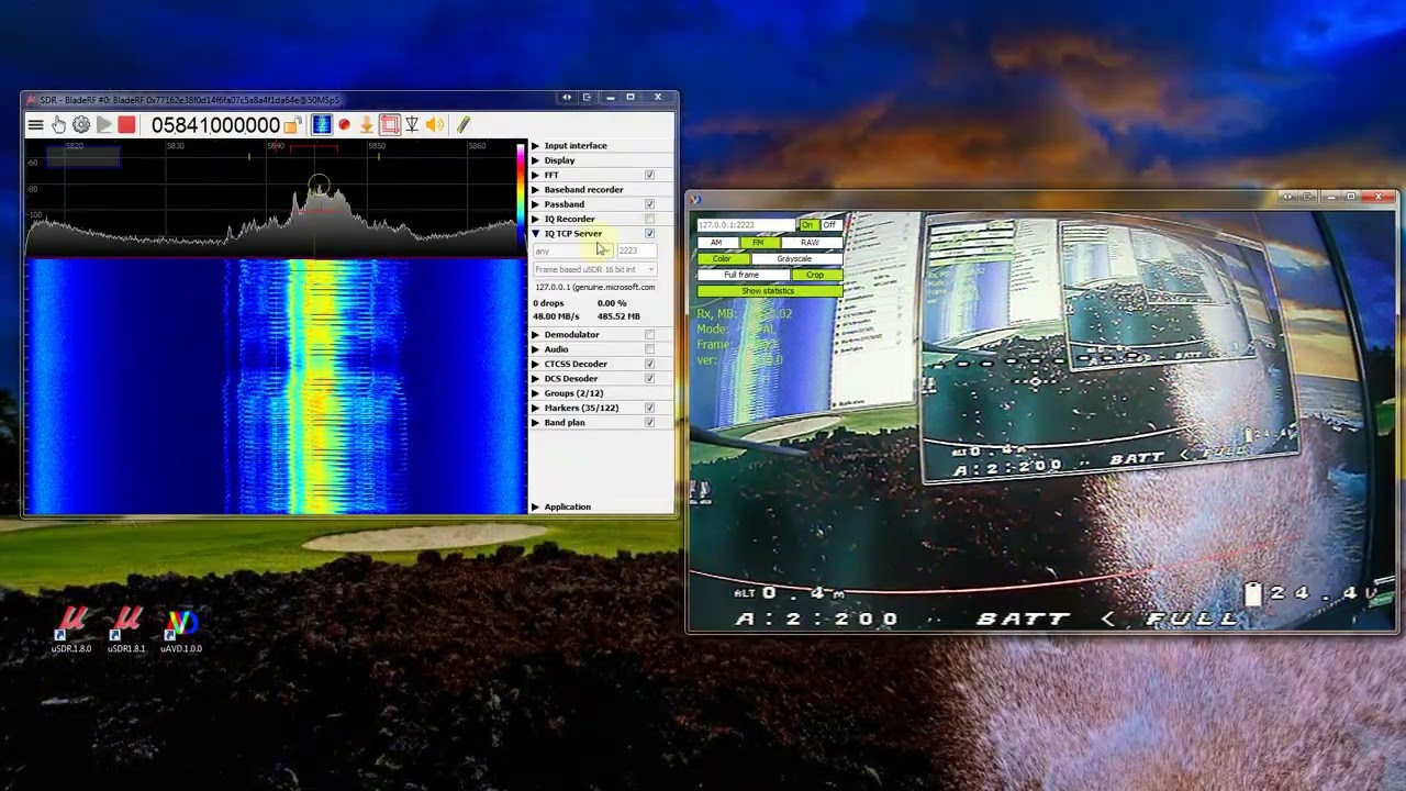 uSDR and uAVD.  FPV drone video link decoding demo