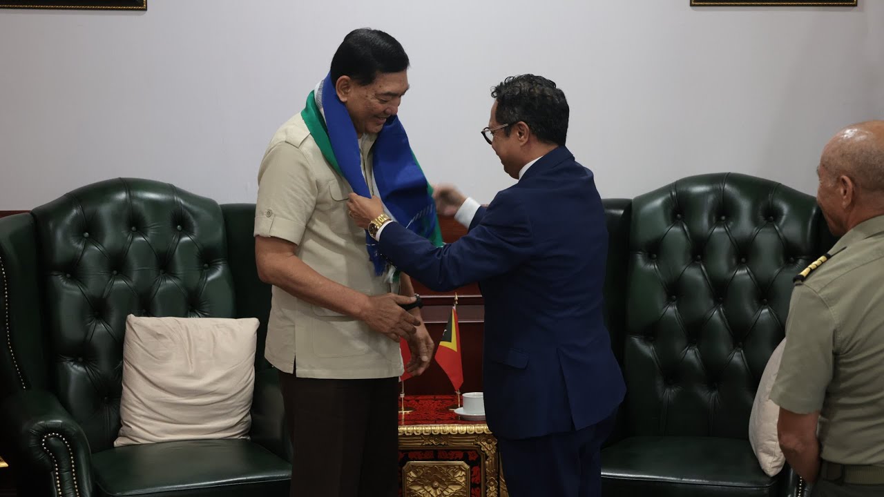 Menhan Sjafrie Sjamsoeddin menerima kunjungan kehormatan Duta Besar Timor Leste untuk Indonesia.