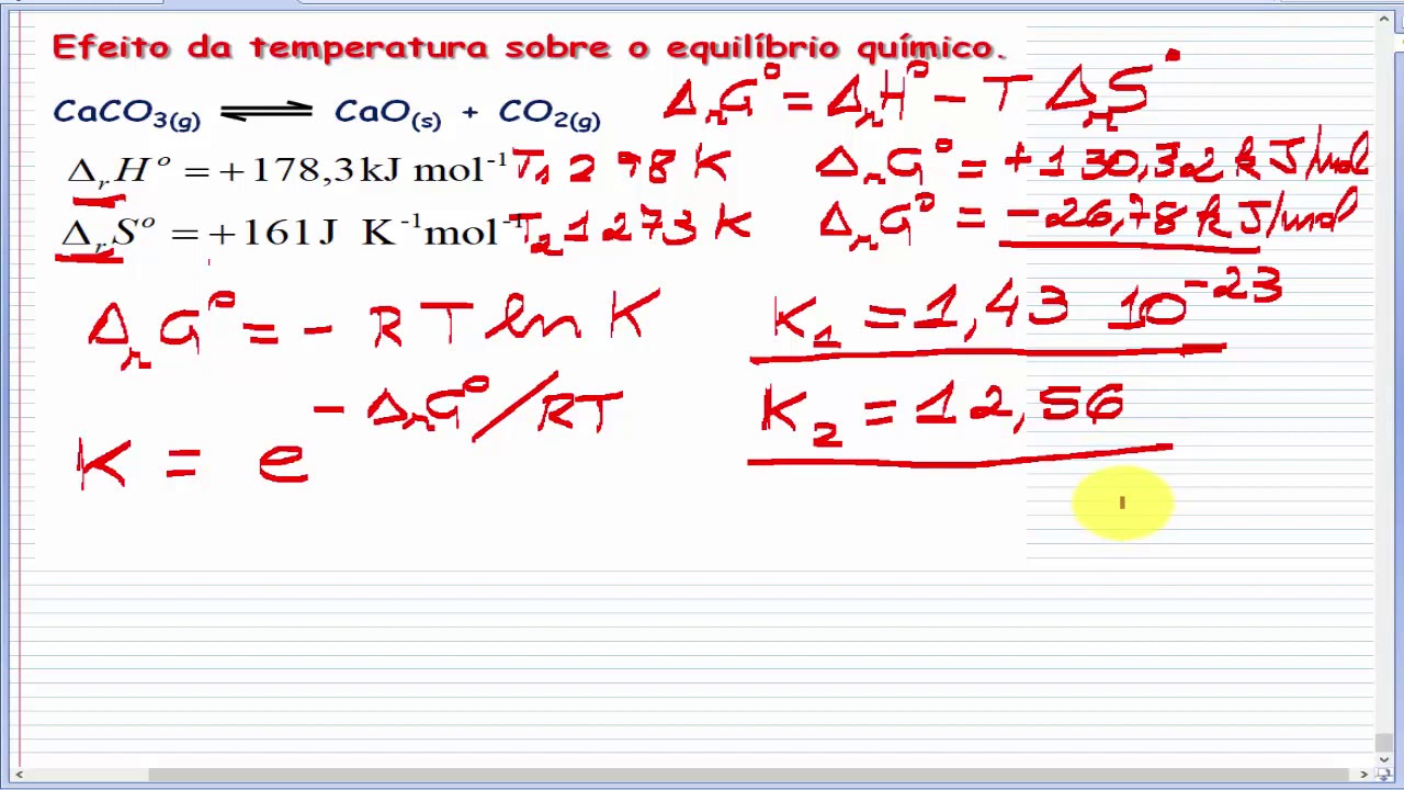 Equilíbrio Químico (aula 32): usando a equação de van't Hoff