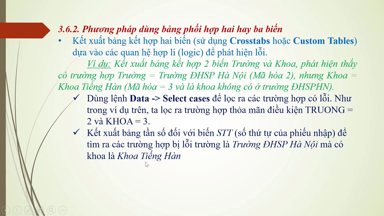 Hướng dẫn sử dụng phần mềm SPSS - Video 9. Làm sạch dữ liệu