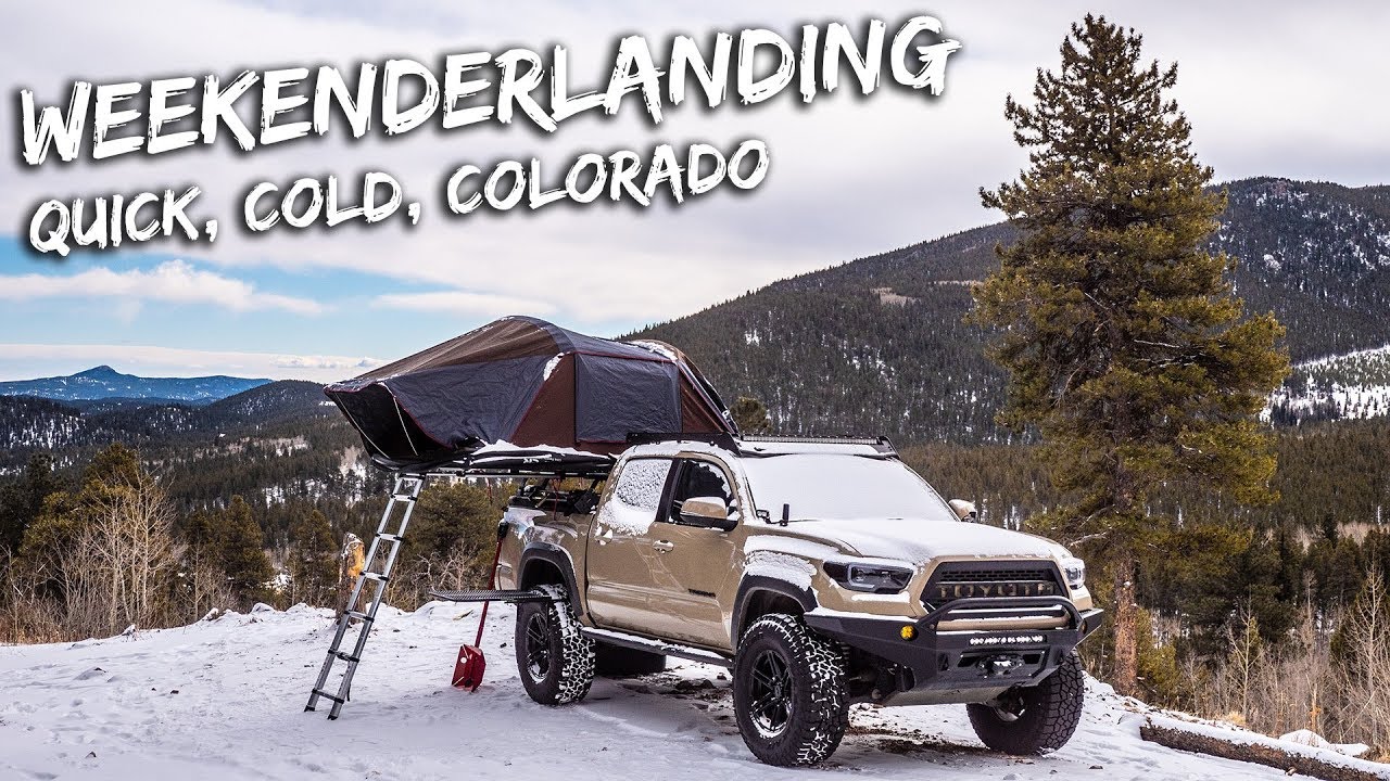 WEEKENDERLANDER EP 4 - Winter Snowy Tacoma, iKamper X-Cover Rooftop Tent, Drone Shots, truck camping