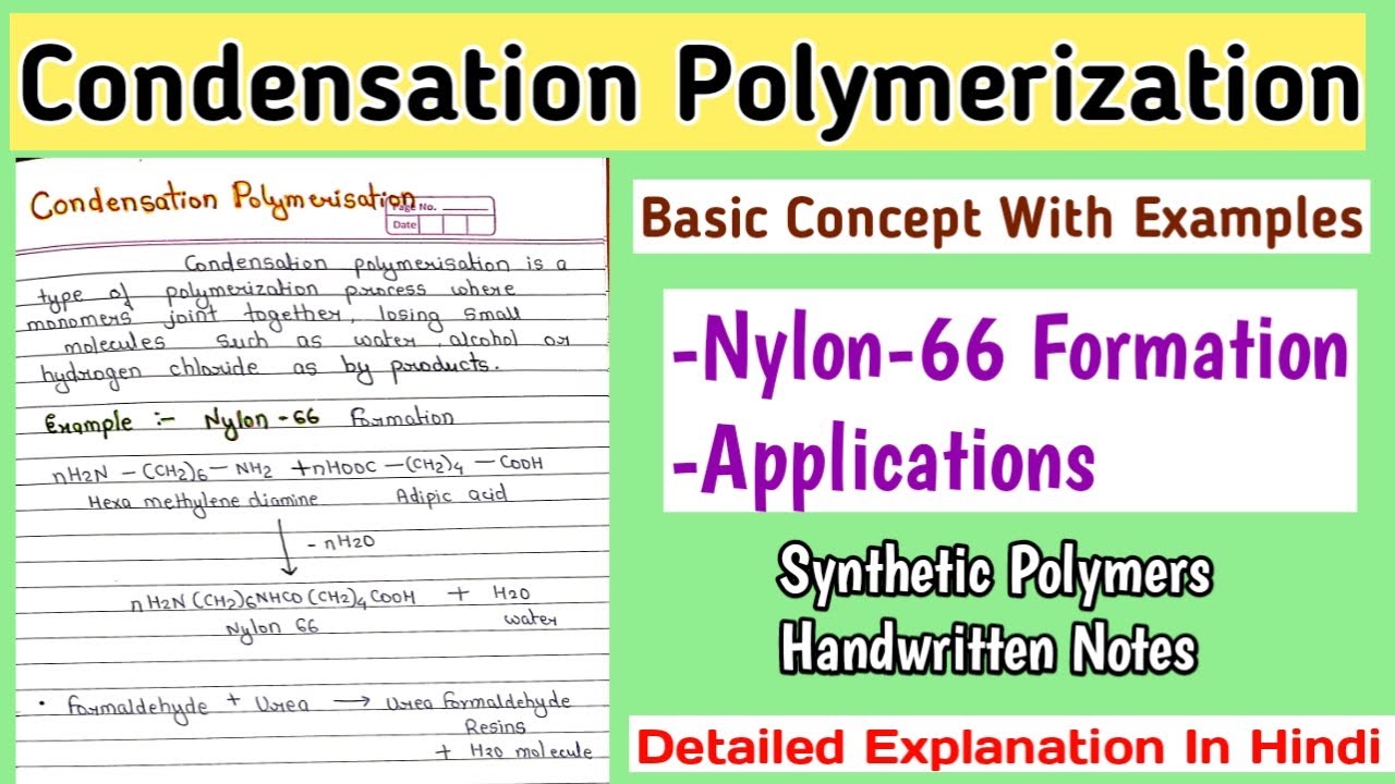 Condensation Polymerization | Nylon 6,6 Formation | Application | Synthetic Polymers Notes