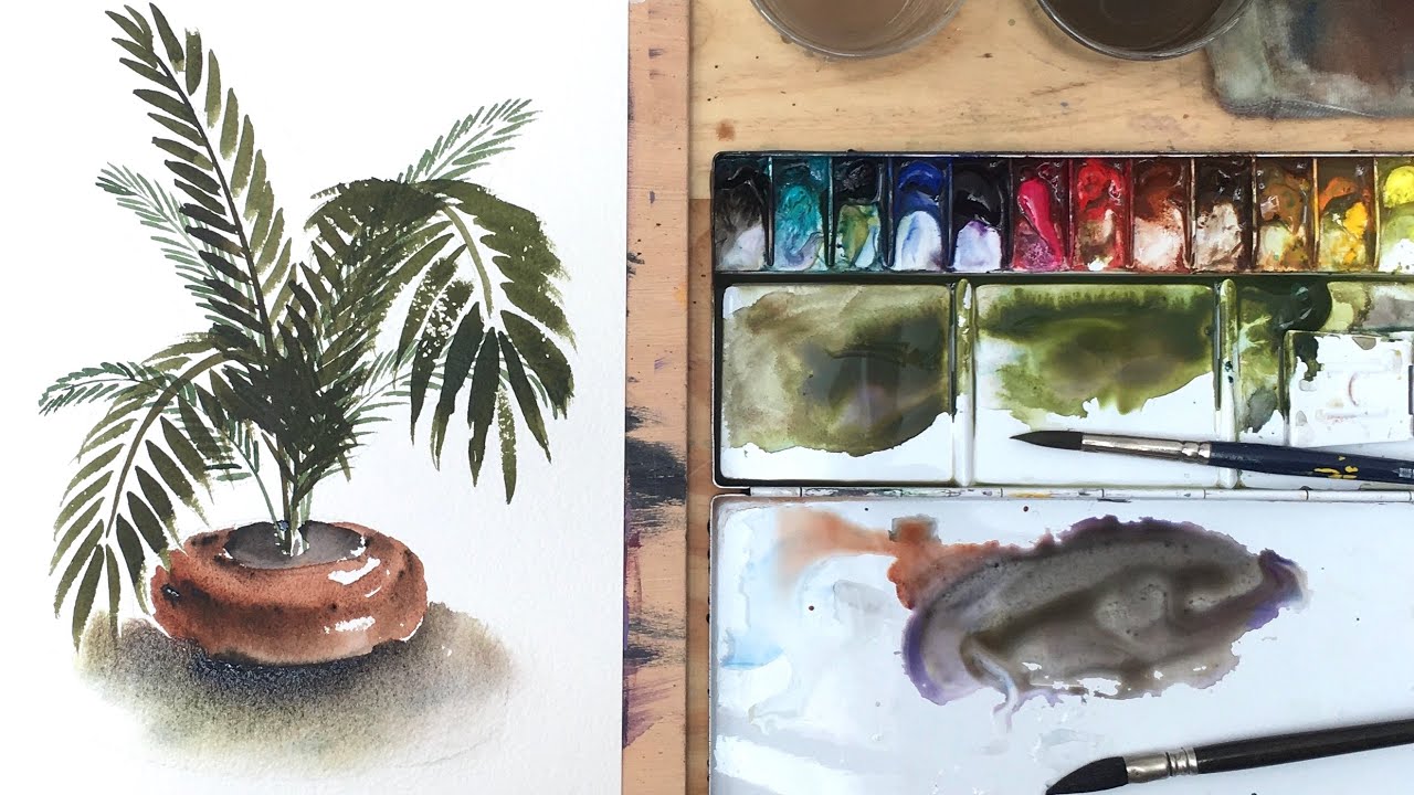 Ejercicio 14. Palmera de acuarela. Video 2/2