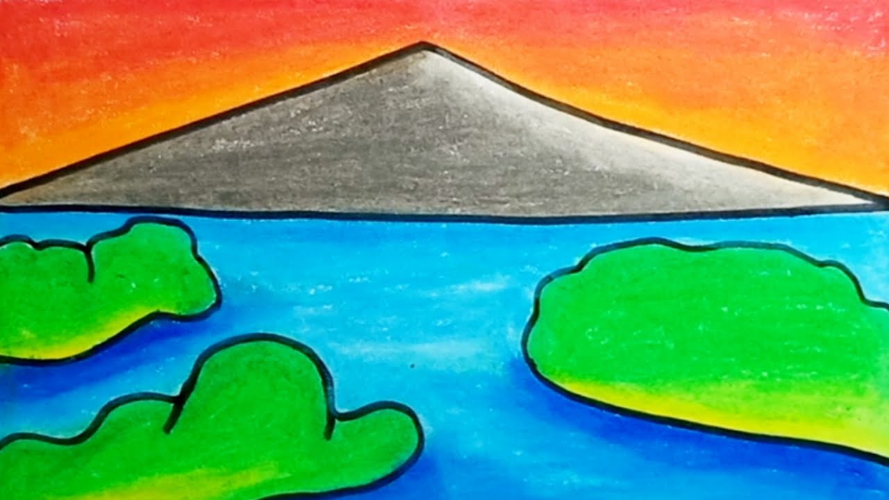 How To Draw River Scenery With Oil Pastels |Drawing River Easy Scenery