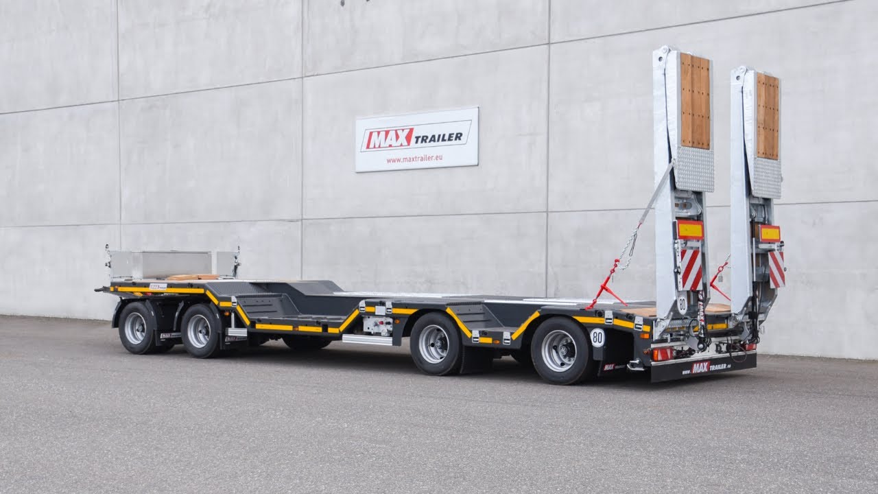 MAX Trailer - MAX600 trailer w/ angled loading platform, 4 axles, 2 wheel recesses & double ramps