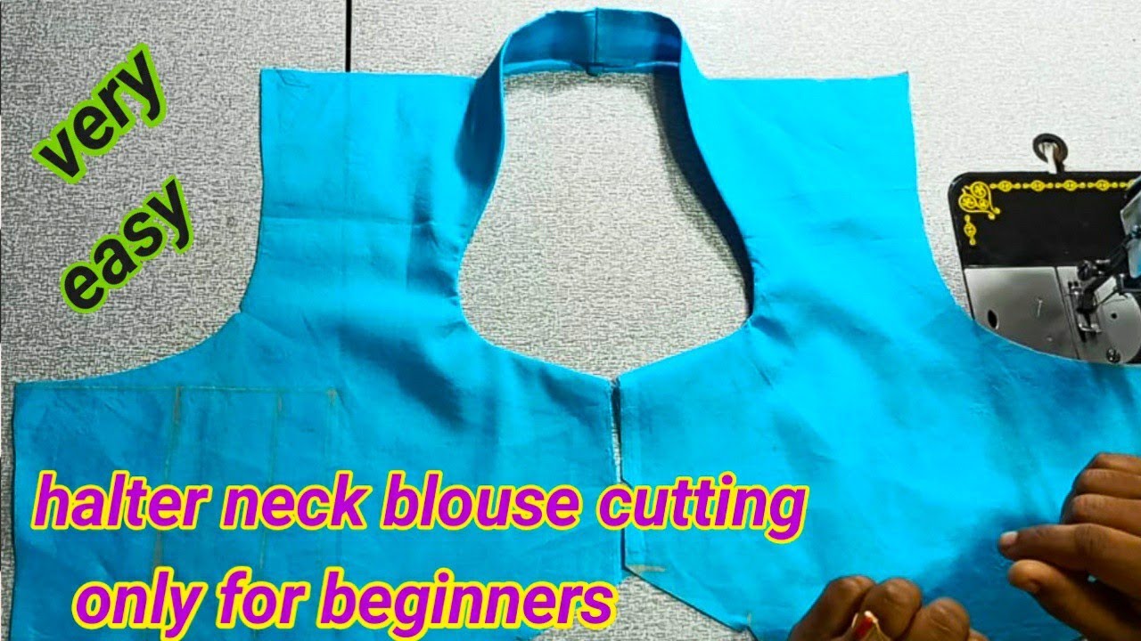 how to halter neck blouse cutting in telugu//very easy method for beginner's
