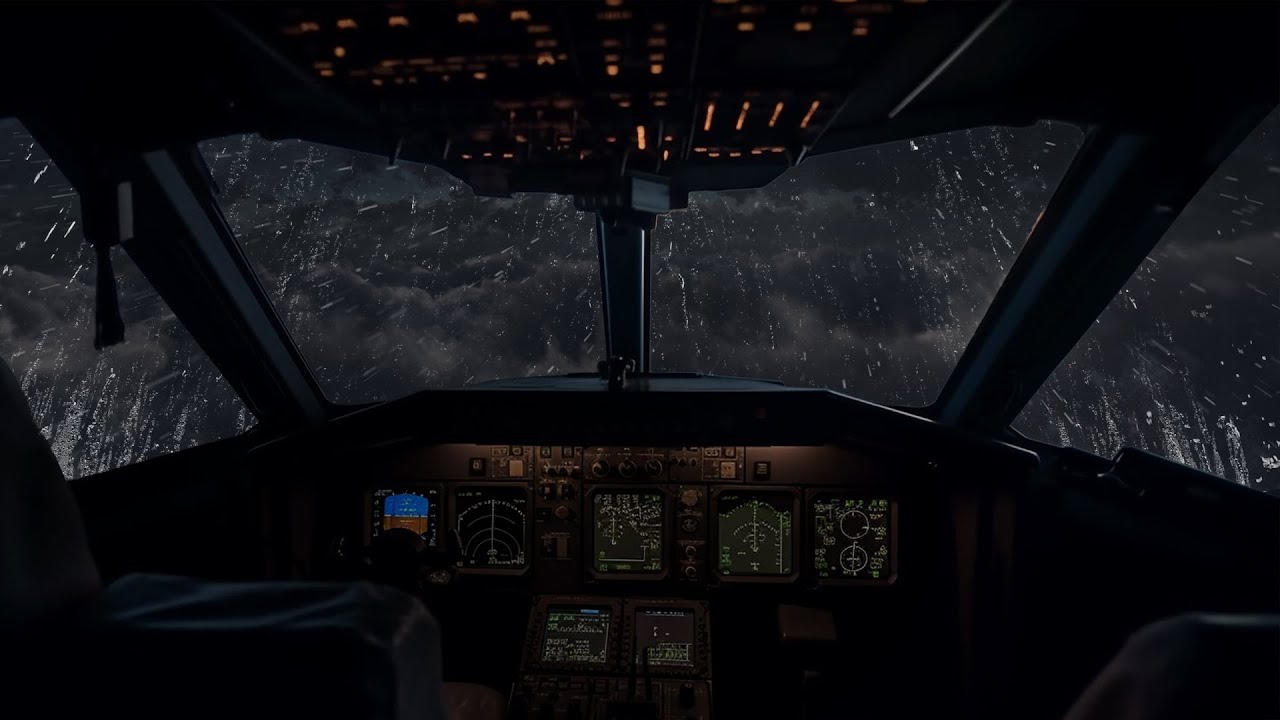 Дождливая ночь в атмосфере кокпита - летайте под дождем, чтобы обрести собственную тишину