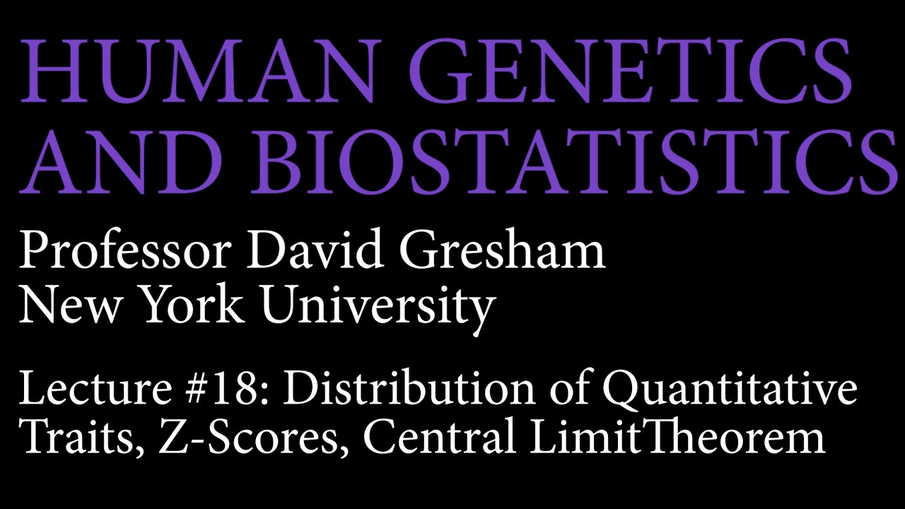 Lecture 18: Distribution of Quantitative Traits, Z-Scores, & Central Limit Theorem