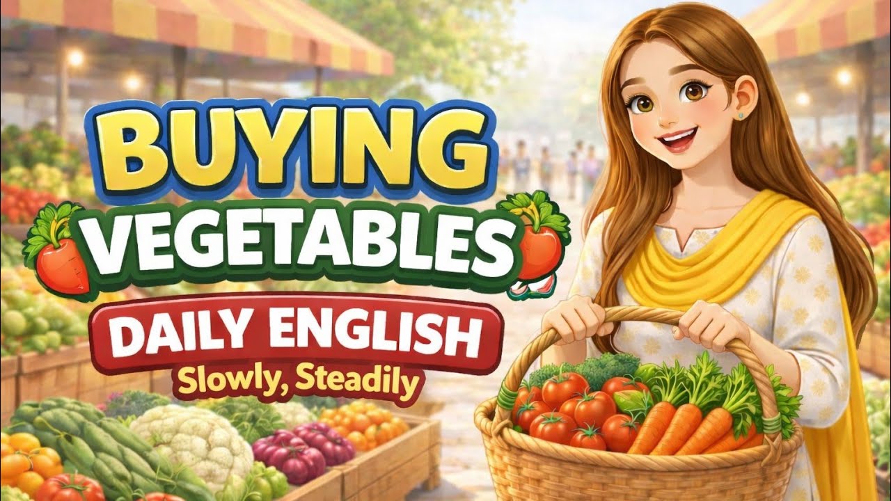 Buying Vegetables at the Market  | Real life ENGLISH speaking for Beginners@Slow & Steady English 