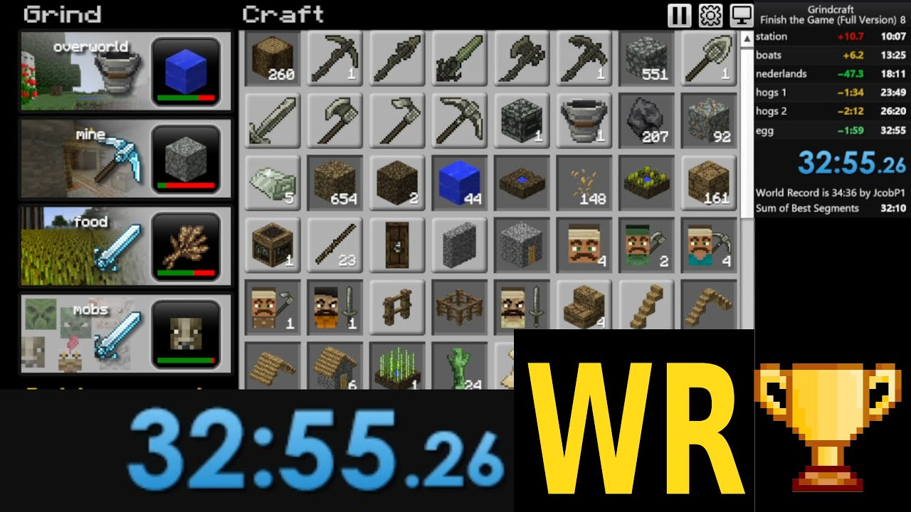 Grindcraft World Record Speedrun 32:55.26