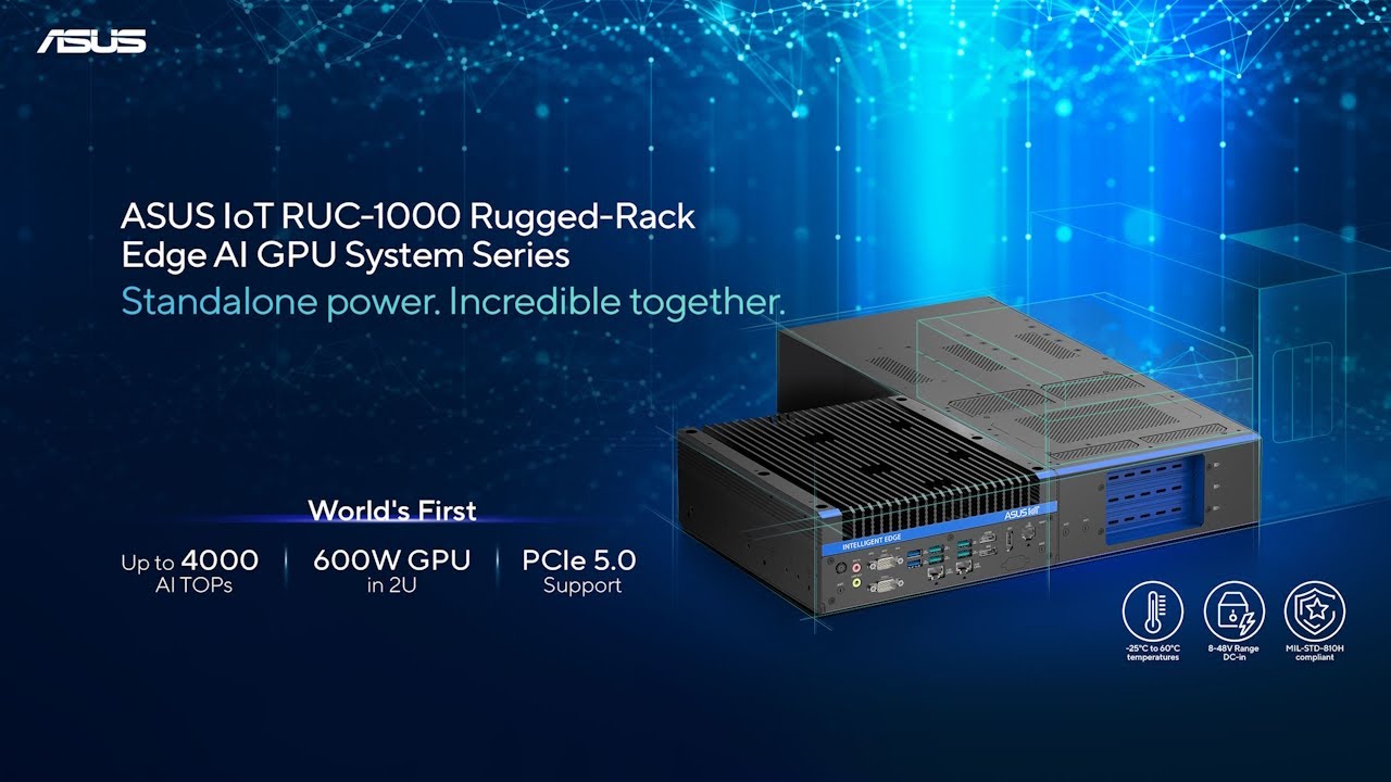 ASUS IoT RUC-1000 Rugged-Rack Edge AI GPU System Series: Standalone power. Incredible together.