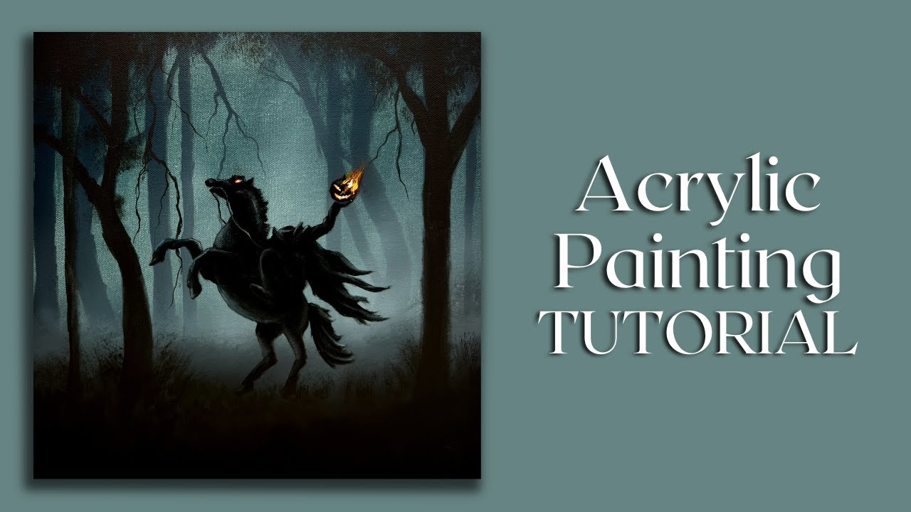 Sleepy Hollow Headless Horseman - Acrylic painting tutorial (Easy fog)