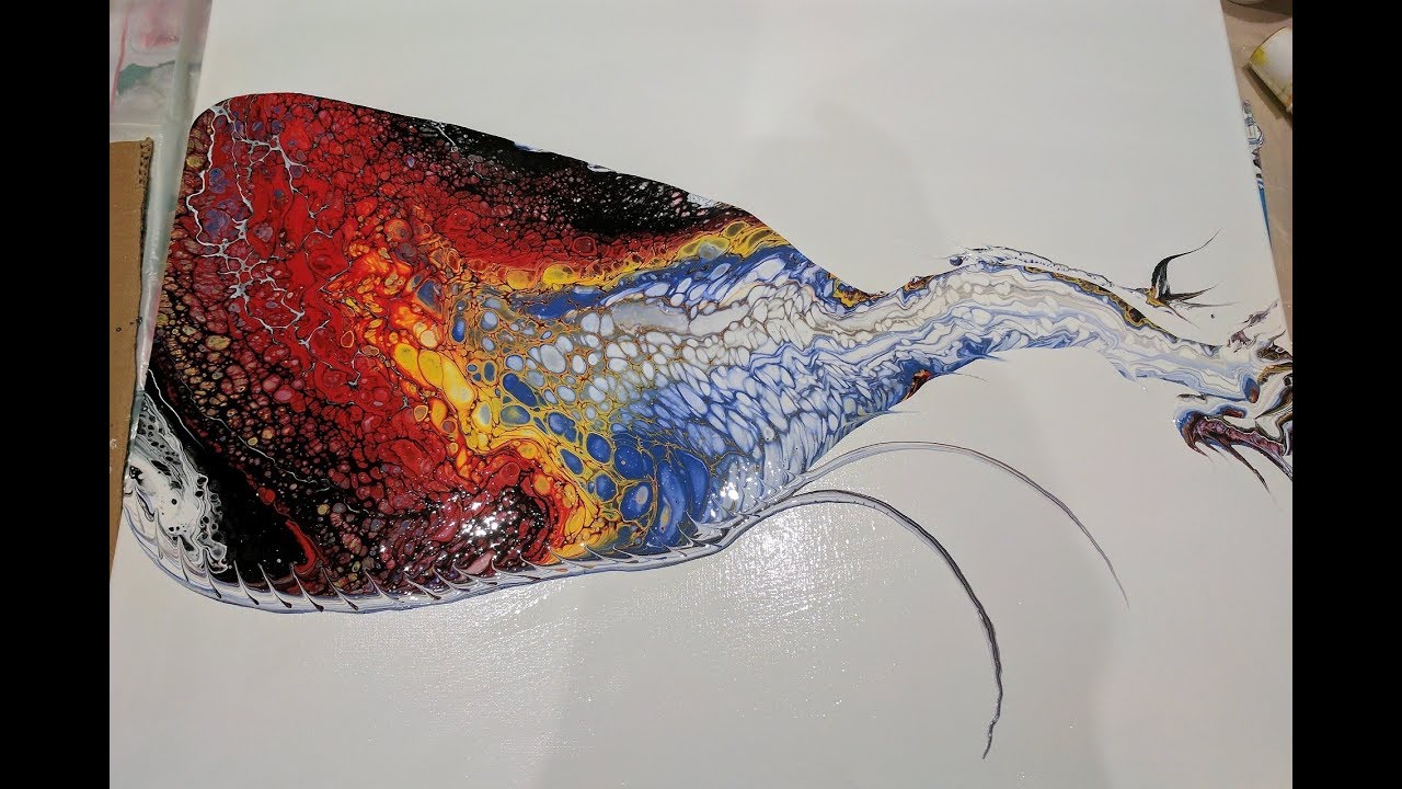 Acrylic pouring negative space with cells without torch recipe