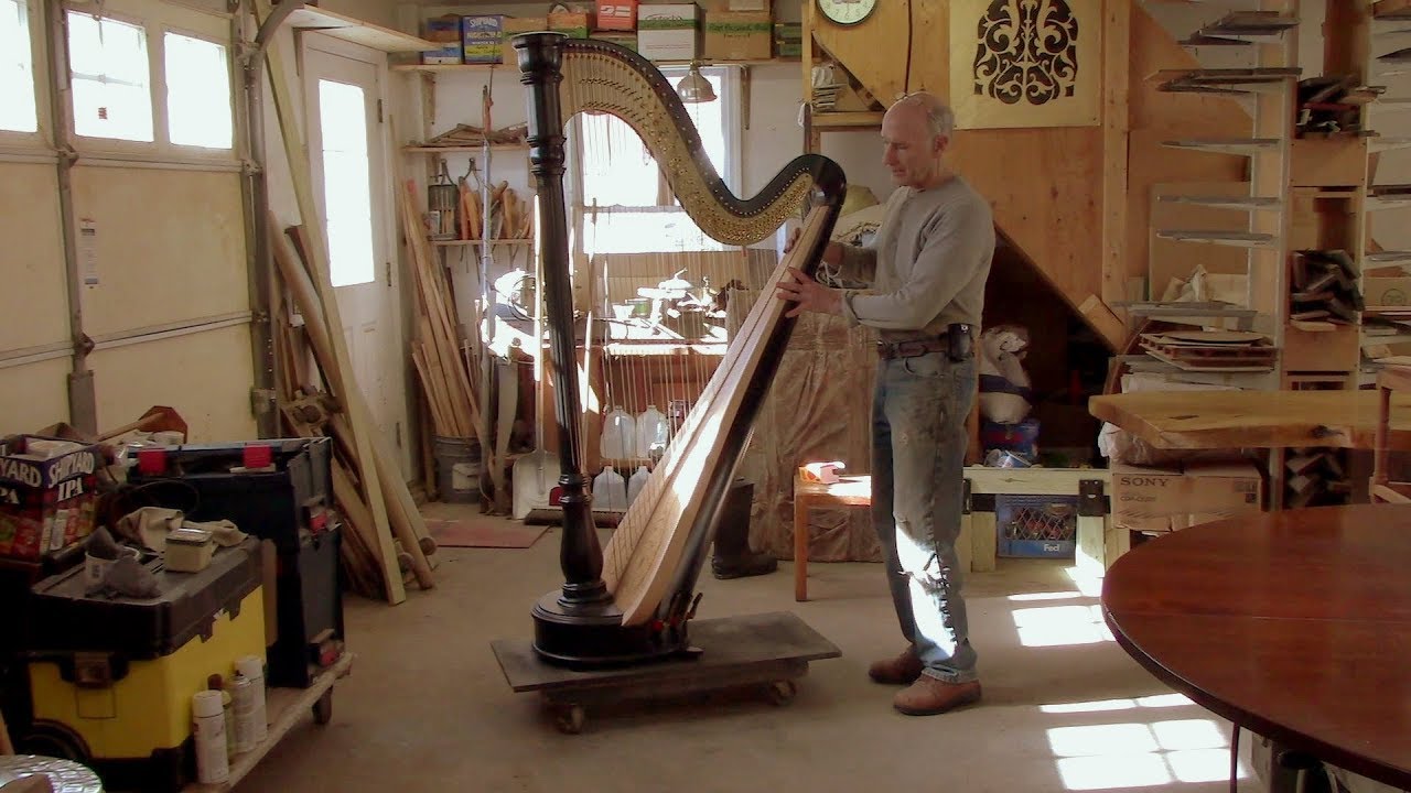 Repairing the Body of a Pedal Harp - Thomas Johnson Antique Furniture Restoration