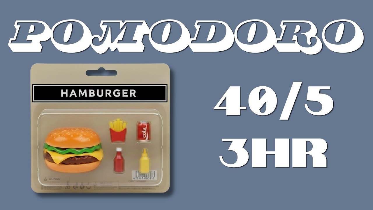 3 Hour Study Timer 40/5 | Cafe Jazz Music | Toy Hamburger | Study With Me  | Pomodoro Timer