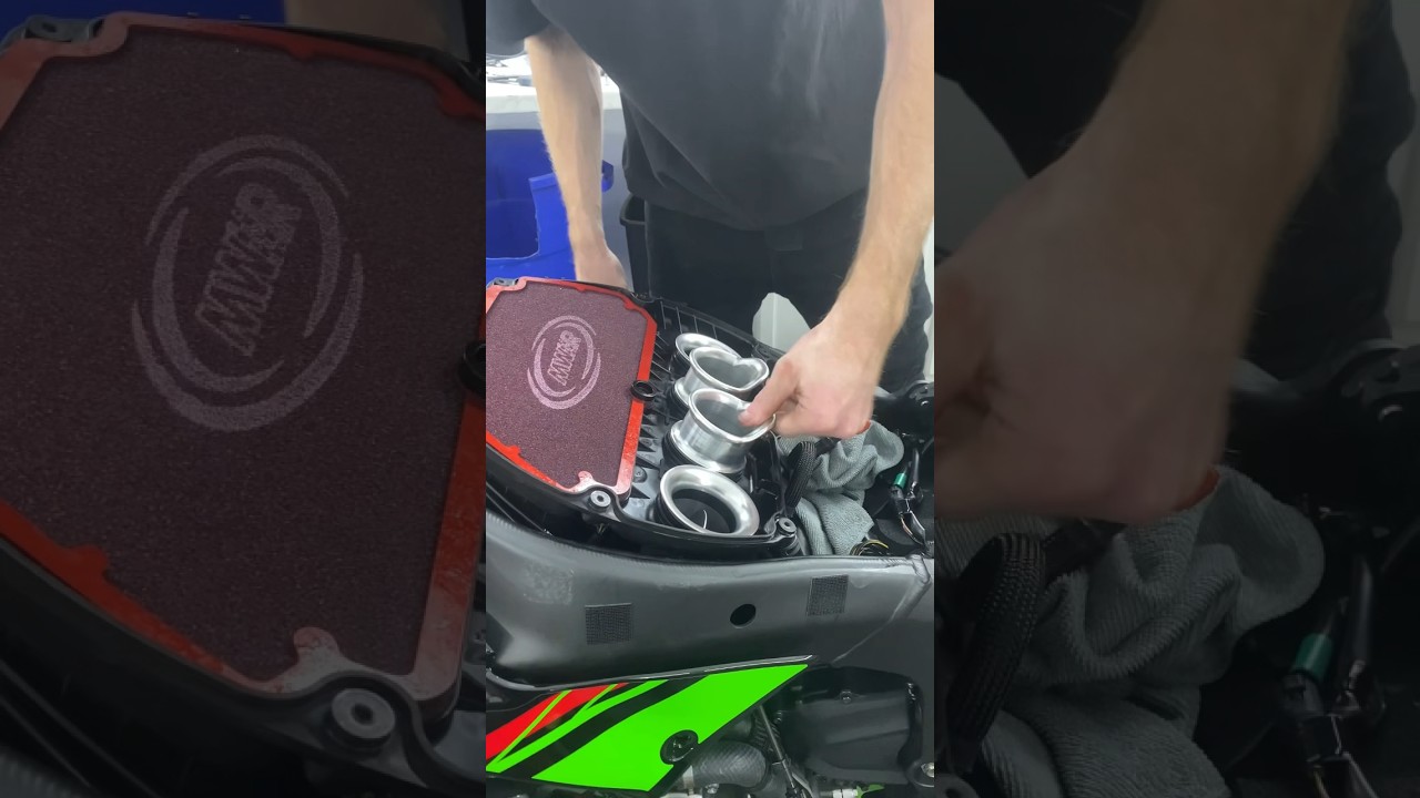 Installing ​⁠Graves VE2 Velocity Stacks and MWR Performance(standard) air filter #kawasaki #zx6r