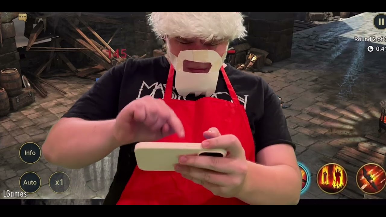 Jef (evil wizard) battling Santa good wizard (but evil) in raid shadow legends for dental insurance