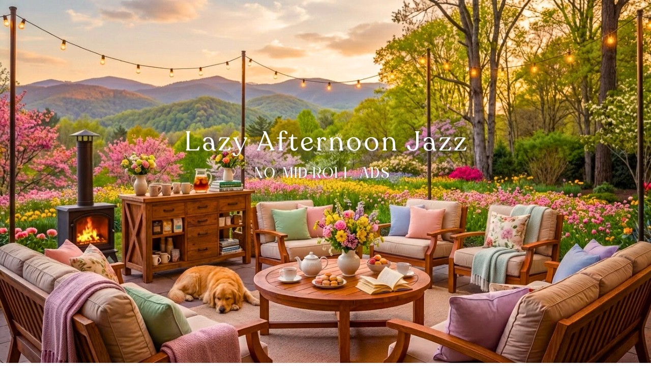 🌻Lazy Afternoon Jazz (NO MID-ROLL ADS) Cozy Porch Ambience w/ Piano Jazz for Reading, Focus & Chill