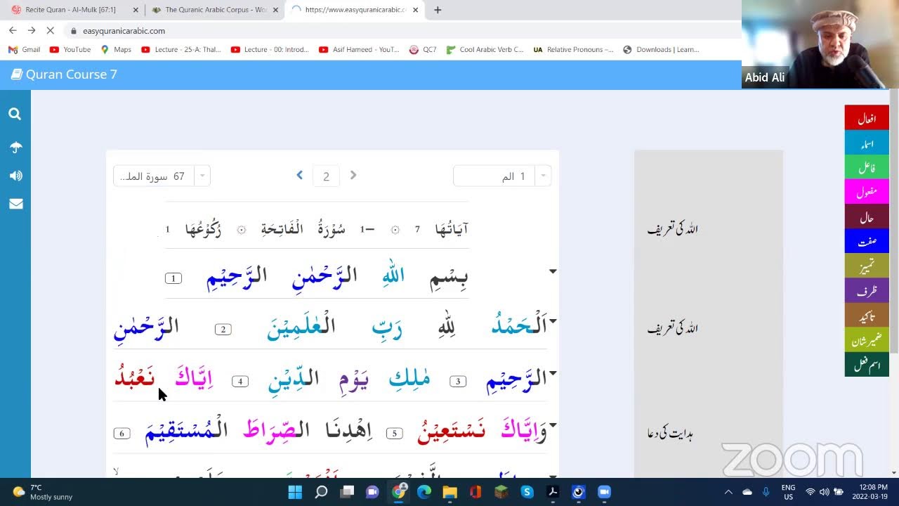 Grammatical Analysis - Surah Mulk - Session 1
