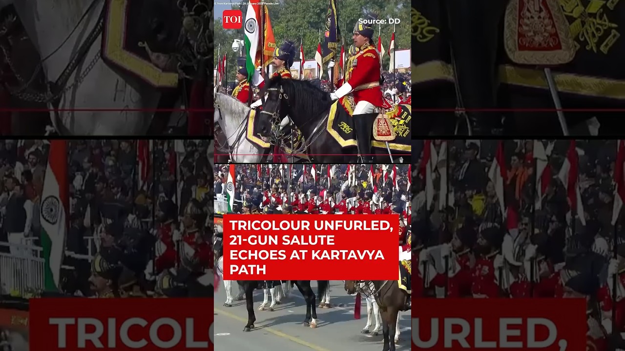 National Flag Unfurled At Kartavya Path With 21-Gun Salute On 77th Republic Day