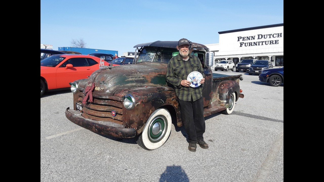 Shrewsbury  Farmers Market car show, 1952 Chevy truck won ugliest car award 2/14/2026