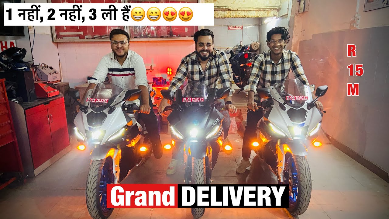 TAKING DELIVERY OF 3 BRAND NEW YAMAHA R15 V4 M GRAND DELIVERY | 2021 YAMAHA R15 V4 M | PRICE, SPECS